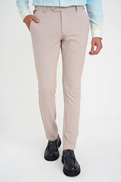 Efor Comfort Fit Beli Lastikli Yandan Tokalı Esnek Bej Jogger Pantolon P 1178