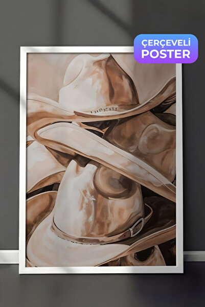 Postifull Slika u belom okviru, kaubojski šeširi, kuhinjska zidna slika iz se...