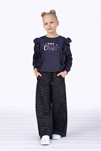 RAPAPA طقم علوي وسروال بناتي من قطعتين بنمط حمار وحشي 6411f