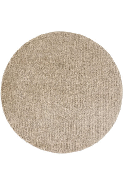 Cool Halı Puffy Yuvarlak Koyu Bej Düz Renk Peluş Yumuşak Modern Kalın Makina ...