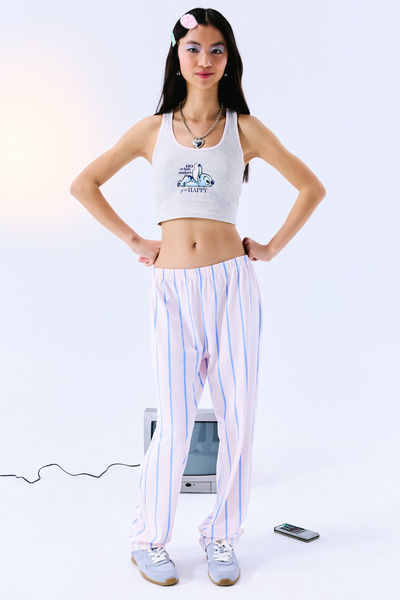 Penti Remoable Padded Racer Back Crop Açık Gri Üst - Stitch Koleksiyonu