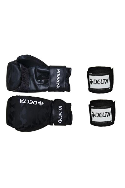 Delta قفازات ملاكمة بنمط مموه من Warrior + مجموعة ضمادات يد الملاكمة