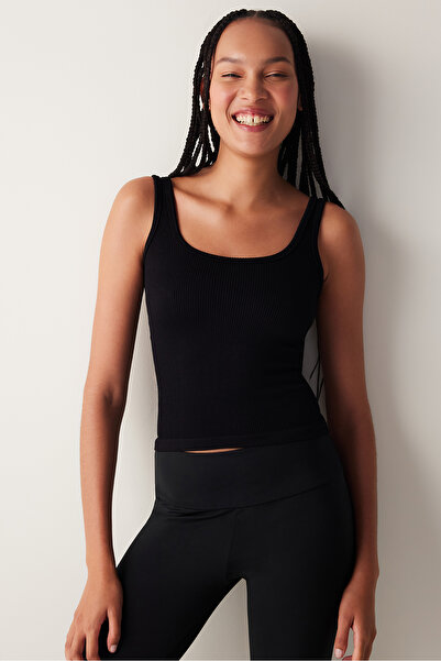 Penti Nahtloses schwarzes Top mit quadratischem Ausschnitt