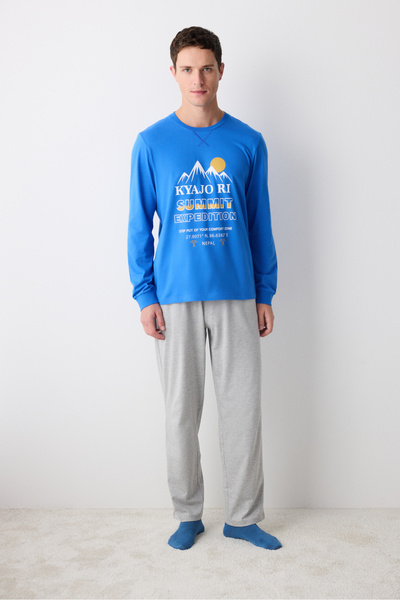 Penti Men's Mountain Multi-Colored Pants Pajama Set