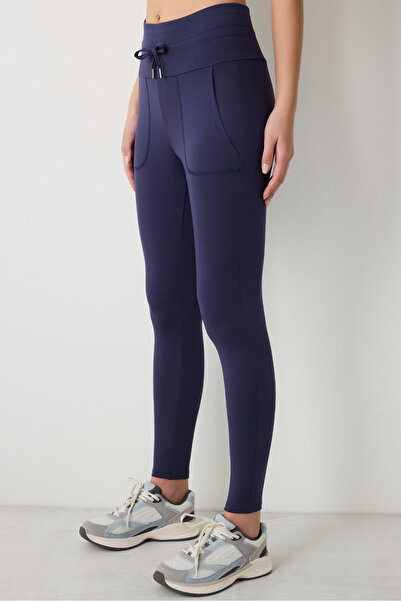 Penti Navy Blue Comfort High Waist Pocket Detailed Ankle Length Leggings