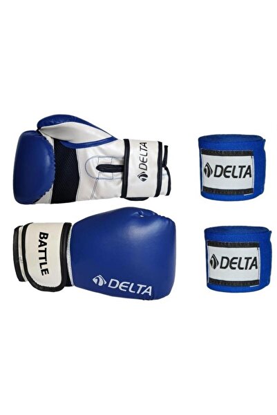 Delta قفازات ملاكمة قوية من Battle Dura + مجموعة ضمادات يد للملاكمة
