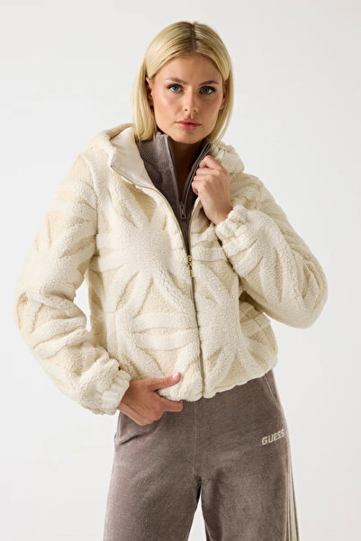 Guess Jacquard Kadın Beyaz Aktif Bomber Ceket V5BL09W0120-G015