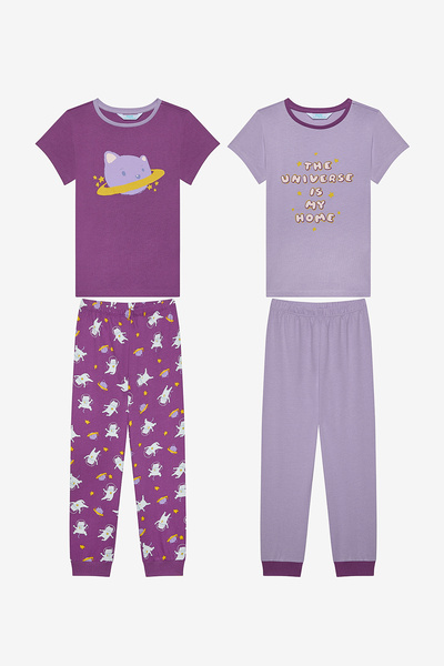 Penti Kız Çocuk Universe Pamuklu 2li Çok Renkli Pijama Takımı