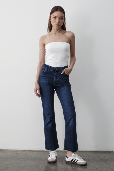 JASTE Pantaloni de damă talie înaltă Jean DARK BLUE