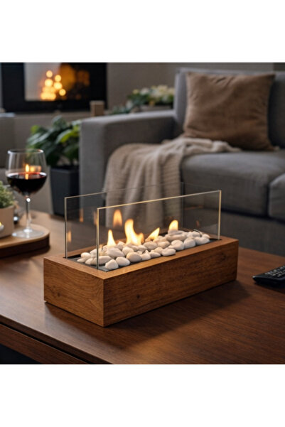 sohomanje Doğal Ahşap Masaüstü Şömine - Soho 643