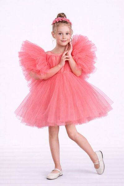 RAPAPA Вечерна рокля с бухнали ръкави и пола-туту за момиче, 1662NC