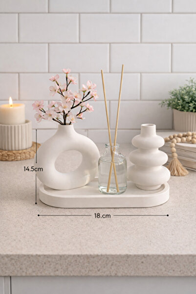 VANTES Dekoratif Vazo Oda Kokusu Set 3lü Obje-biblo-oda Kokusu Japon Kirazı (ÇİÇEK DAHİL DEGİLDİR)