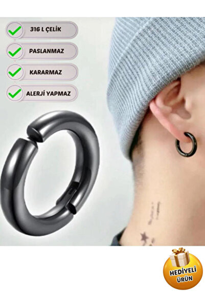 Piercing Market Steel & Silver Perforation-Free Compression Unisex Fake Lip N...