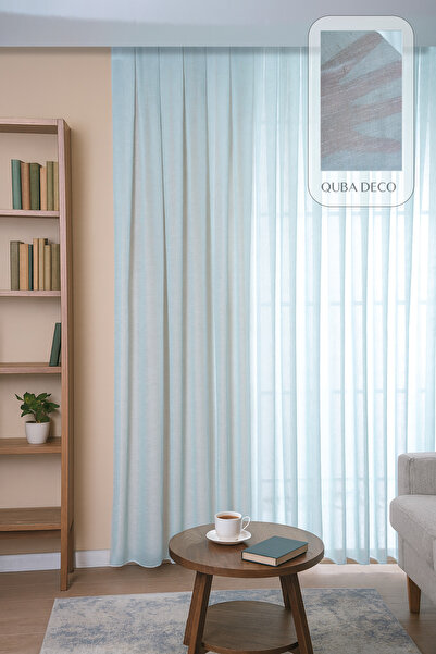 QUBA DECO Premium Natural Linen Textured Soft Flowing Pleated Tulle Curtain L...