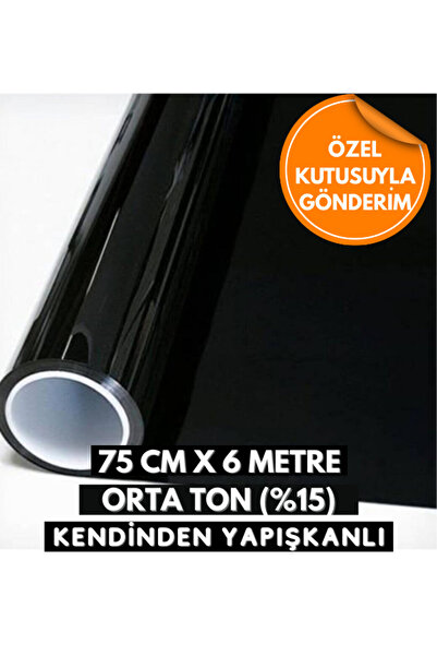 AUTOFOLYO Cam Filmi Siyah Orta Ton 75 Cm X 6 Metre Ev - Ofis - Araç Uyumlu
