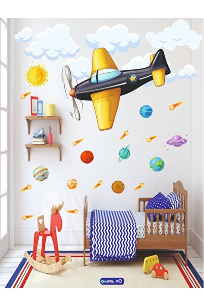 ON DİJİTAL BASKI MERKEZİ Uçak Temalı Duvar Süsleme Sticker Seti