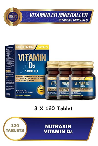 Nutraxin Vitamin D3 120 Tablets 3 Pieces