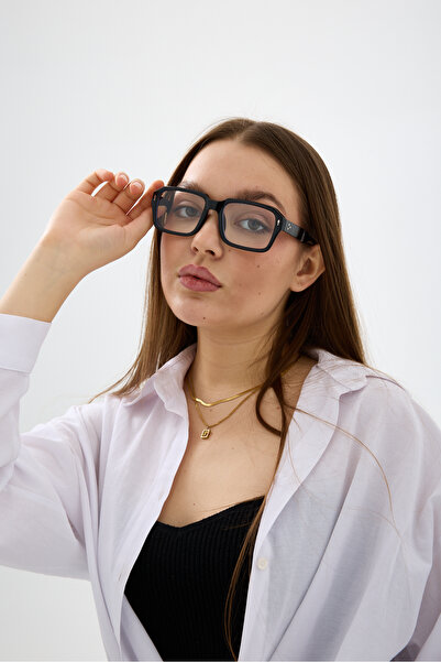 Chunky Frame Abel Siyah Blue Block Unisex 2025 Yılı Yeni Sezon Blue Block Mav...