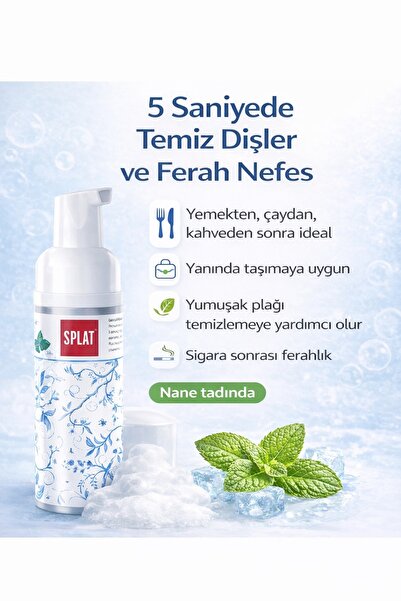 Splat Ağız Bakım Köpüğü 50 ml – Fırçasız Susuz Temiz Dişler ve Ferah Nefes, N...