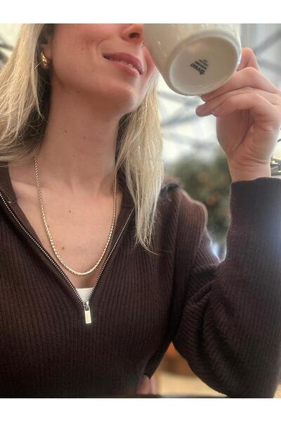 Butik قلادة بسلسلة لامعة ذات سطح حلزوني أنابيل – ذهبي أو وردي اللون – 60 سم