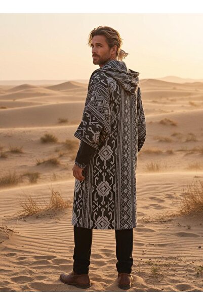 Su Koleksiyon كيمونو قطني بوهيمي وعرقي بغطاء للرأس من أوتوكين