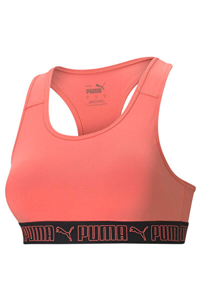 Puma Women Impact Elastic Padded Sports Bra, Orange/Black