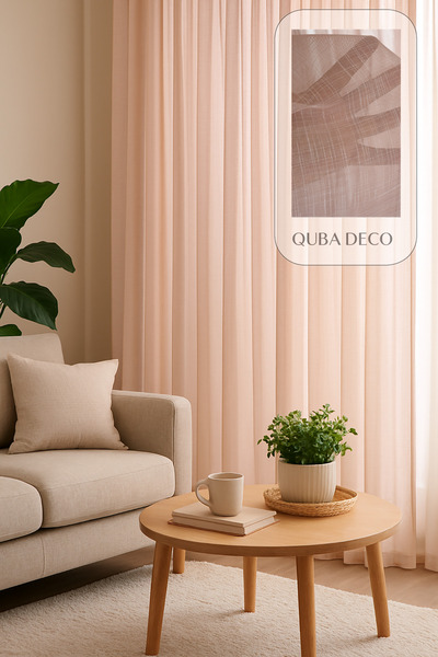 QUBA DECO Aesthetic Modern Flaming Textured Pleated Tulle Curtain Living Room...