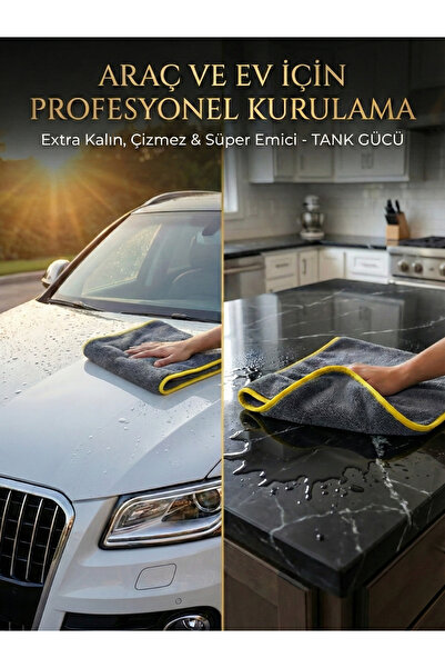 4E CARE Extra Kalın Profesyonel Tank Bez - Çizmez Sarı İpek Biyeli, Süper Emi...