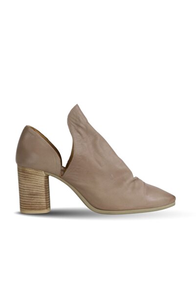 Bueno Shoes Γκρι δερμάτινα γυναικεία παπούτσια με τακούνι 01wn6705