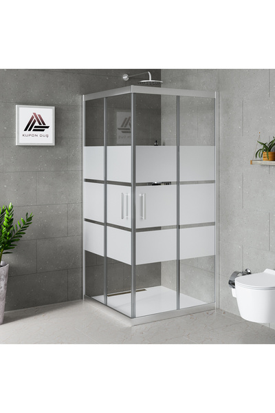 Kupon Duş Vesta D100 Kare Duşakabin Parlak Profil Kumlu Cam H: 190 cm