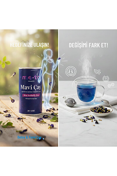 ME-TO PRODUCTS DETOX ÇAY,MAVİ ÇAY, DİYET ÇAYI, MAVİ KELEBEK ÇAYI 20ADETŞASE