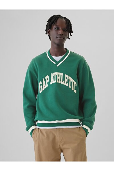 GAP Erkek Yeşil Atletik Logo Sweatshirt