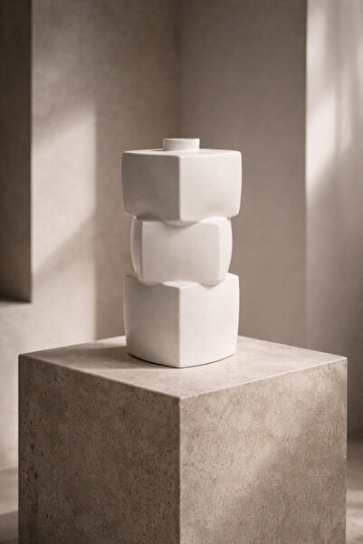 Otaera Üç Katman Küp Obje - Salon ve Ofis Dekoratif Obje, Modern Masa Üstü Sü...