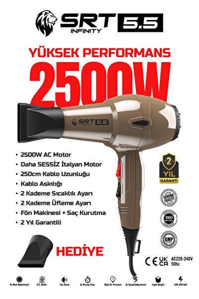 SRT Infinity 2500 W Fön Makinesi & Saç Kurutma Turbo Professional Seri 2.5m U...