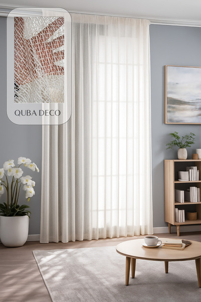 QUBA DECO Modern Makrome Örgü File Pileli Tül Perde Salon Oturma Odası Yatak ...