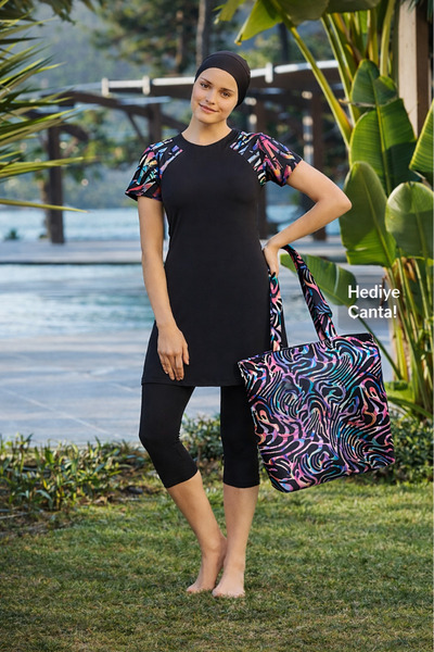 TESMAY 0446 Μαγιό Μπατάλ Μαύρο Lycra Ημίκλειστο Πισίνα