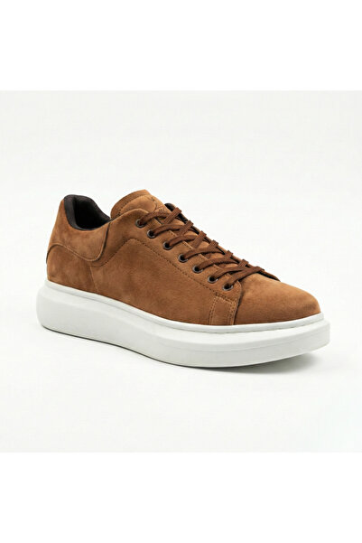 BESKAR Taba Deri Süet Erkek Sneaker - Konforlu Yürüyüş İçin Günlük Spor Ayakk...