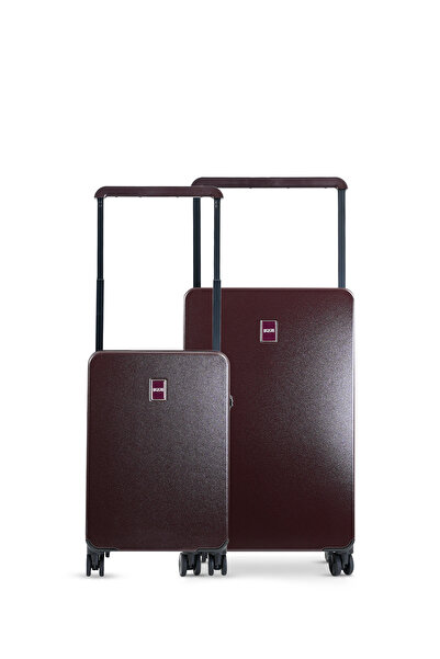 GROUND Jade 2'li Valiz Seti Orta-Kabin - Geniş Çekçekli – Patlıcan Moru - 10670
