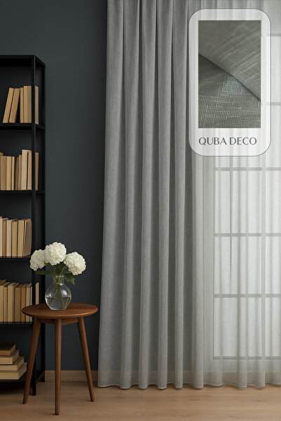 QUBA DECO Işıltı Keten Perdele decorativă din tul cu design elegant pentru su...