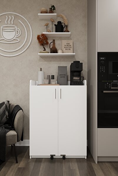 asratrend %100 MDFLAM Mutfak Kiler Dolabı Beyaz Mk-08