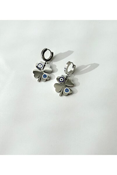 Lilyum Aksesuar Yonca model çelik küpe (GÜMÜŞ RENK)