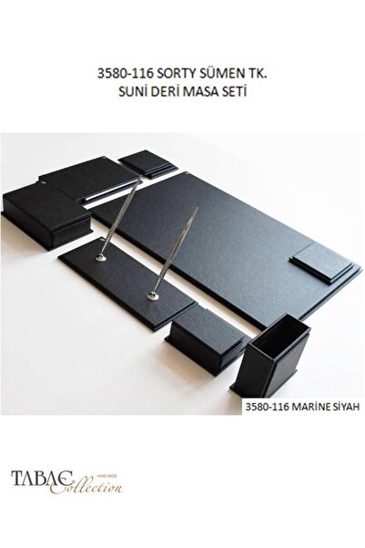 Tabac 3850-116 Sorty Sümen Takımı - Marine Siyah Suni Deri Masaüstü Ofis Seti