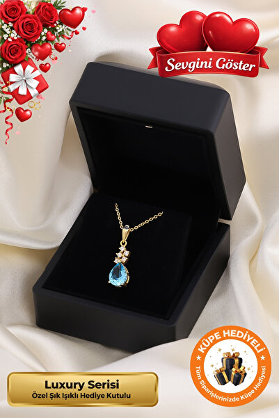 Lucente Jewellery Işıklı Hediye Kutulu Su Damlası 925 Ayar Gümüş Kaplama Sevg...