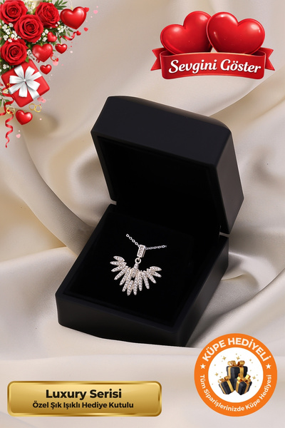 Lucente Jewellery Işıklı Hediye Kutulu 925 Ayar Gümüş Kaplama Zümrüdü Anka Ku...