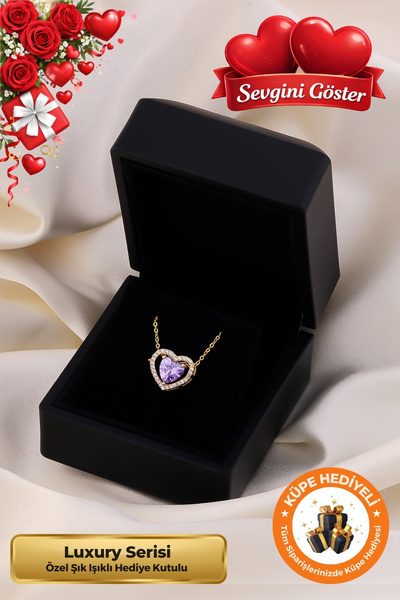 Lucente Jewellery Işıklı Hediye Kutulu Taşlı Kalp Aşk 925 Ayar Gümüş Kaplama ...