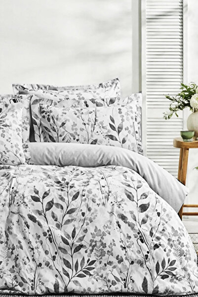 İQON طقم غطاء لحاف مطاطي رمادي - SULUBOYA