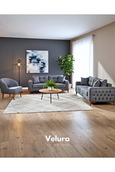 Velura Home & Living Nola Koltuk Takımı 3 3 1 1 & Bazalı Yataklı Koltuk & Kan...