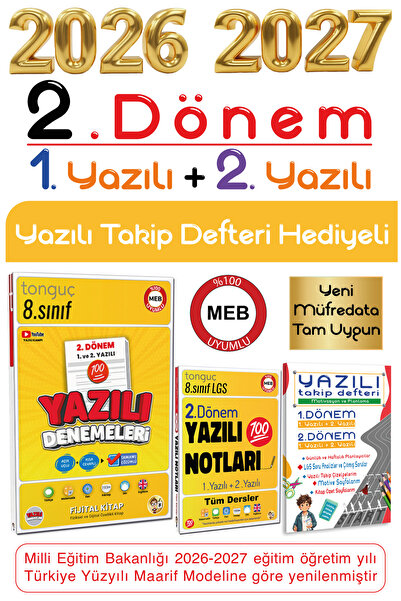 Tonguç Yayınları Tonguç 8. Sınıf 2. Dönem 1. ve 2. Yazılı Notları Tüm Dersler...