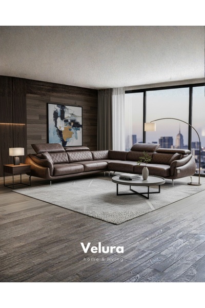 Velura Home & Living Ezel Motorlu Köşe Takımı & Hoparlörlü, USB Portlu, Geniş...