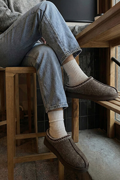 Marjin Women's Fur Lined Flat Sole Closed Front Daily Winter Slippers Nesto B...